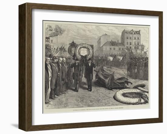 Funeral of Gambetta, the Deputations Filing Past the Coffin at Pere La Chaise Cemetery-null-Framed Giclee Print