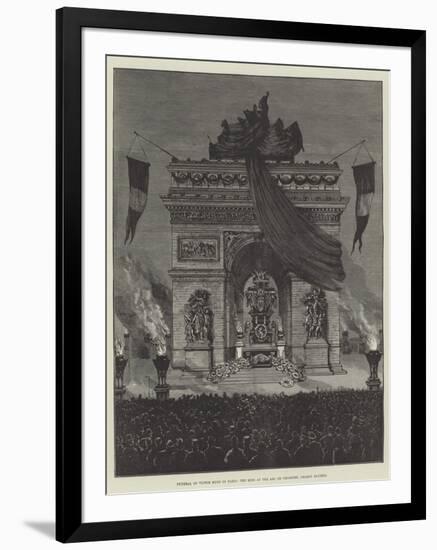 Funeral of Victor Hugo in Paris, the Bier at the Arc De Triomphe, Champs Elysees-null-Framed Giclee Print