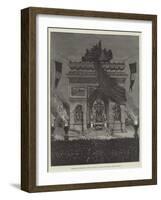 Funeral of Victor Hugo in Paris, the Bier at the Arc De Triomphe, Champs Elysees-null-Framed Giclee Print