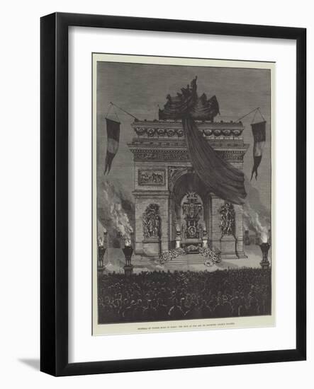 Funeral of Victor Hugo in Paris, the Bier at the Arc De Triomphe, Champs Elysees-null-Framed Giclee Print