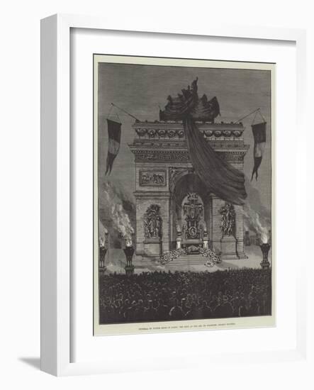 Funeral of Victor Hugo in Paris, the Bier at the Arc De Triomphe, Champs Elysees-null-Framed Giclee Print