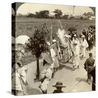 Funeral Procession of a Rich Buddhist, on the Road to Sakai, Looking Towards Osaka, Japan, 1904-Underwood & Underwood-Stretched Canvas