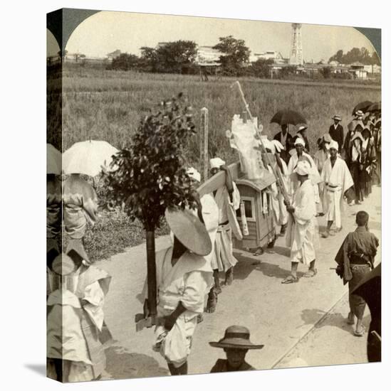 Funeral Procession of a Rich Buddhist, on the Road to Sakai, Looking Towards Osaka, Japan, 1904-Underwood & Underwood-Stretched Canvas