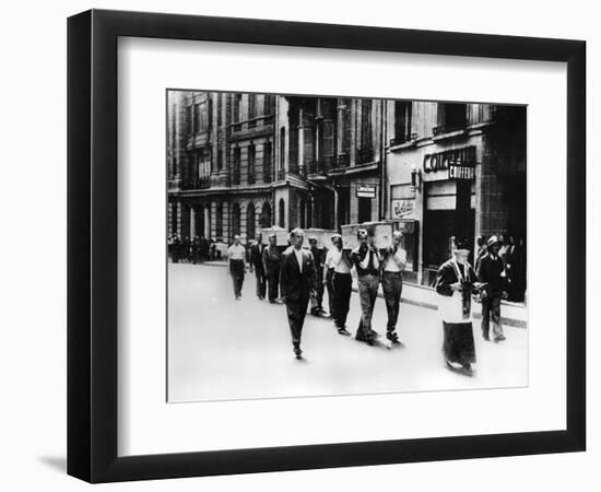 Funeral Procession of Members of the French Resistance, Paris, 1944-null-Framed Giclee Print