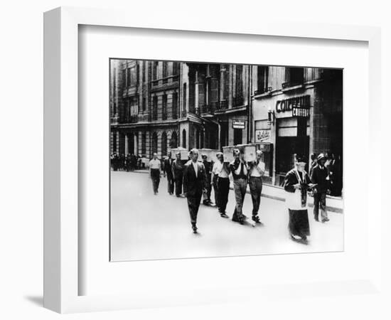 Funeral Procession of Members of the French Resistance, Paris, 1944-null-Framed Giclee Print