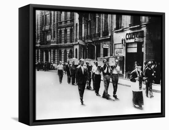 Funeral Procession of Members of the French Resistance, Paris, 1944-null-Framed Stretched Canvas