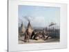 Funeral Scaffold of a Sioux Chief Near Fort Pierre-Karl Bodmer-Stretched Canvas