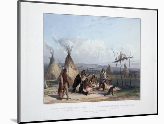 Funeral Scaffold of a Sioux Chief Near Fort Pierre-Karl Bodmer-Mounted Giclee Print