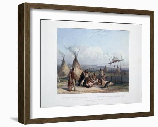 Funeral Scaffold of a Sioux Chief Near Fort Pierre-Karl Bodmer-Framed Giclee Print