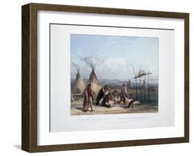 Funeral Scaffold of a Sioux Chief Near Fort Pierre-Karl Bodmer-Framed Giclee Print