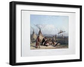 Funeral Scaffold of a Sioux Chief Near Fort Pierre-Karl Bodmer-Framed Giclee Print