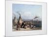 Funeral Scaffold of a Sioux Chief Near Fort Pierre-Karl Bodmer-Mounted Giclee Print