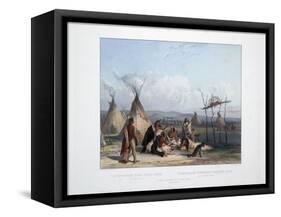 Funeral Scaffold of a Sioux Chief Near Fort Pierre-Karl Bodmer-Framed Stretched Canvas