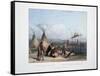 Funeral Scaffold of a Sioux Chief Near Fort Pierre-Karl Bodmer-Framed Stretched Canvas