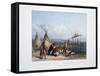 Funeral Scaffold of a Sioux Chief Near Fort Pierre-Karl Bodmer-Framed Stretched Canvas