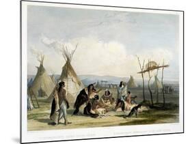Funeral Scaffold of a Sioux Chief Near Fort Pierre-Karl Bodmer-Mounted Giclee Print