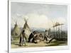 Funeral Scaffold of a Sioux Chief Near Fort Pierre-Karl Bodmer-Stretched Canvas