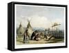 Funeral Scaffold of a Sioux Chief Near Fort Pierre-Karl Bodmer-Framed Stretched Canvas