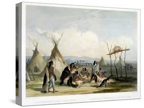 Funeral Scaffold of a Sioux Chief Near Fort Pierre-Karl Bodmer-Stretched Canvas