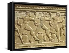 Funeral Stone Depicting Athletes Racing Relief from Sicily, Italy-null-Framed Stretched Canvas