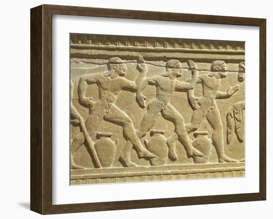 Funeral Stone Depicting Athletes Racing Relief from Sicily, Italy-null-Framed Giclee Print