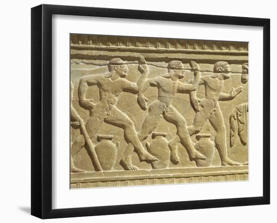 Funeral Stone Depicting Athletes Racing Relief from Sicily, Italy-null-Framed Giclee Print