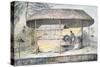 Funeral with Deceased under Canopy, Tahiti, Society Islands, Watercolor by John Webber-null-Stretched Canvas