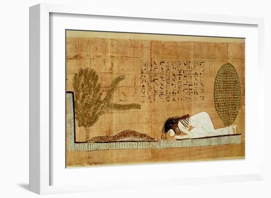 Funerary Papyrus Depicting the Deceased Prostrate in Front of the Crocodile (Papyrus)-null-Framed Giclee Print