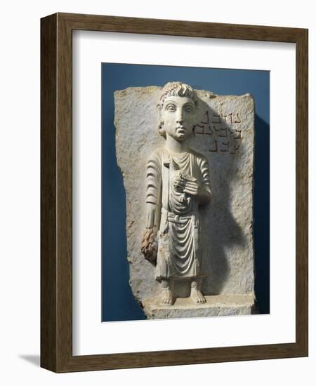 Funerary Relief Depicting a Girl with a Dove, from the Valley of the Tombs, Syria-null-Framed Giclee Print