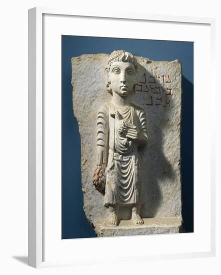 Funerary Relief Depicting a Girl with a Dove, from the Valley of the Tombs, Syria-null-Framed Giclee Print