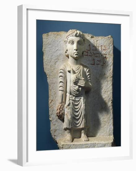 Funerary Relief Depicting a Girl with a Dove, from the Valley of the Tombs, Syria-null-Framed Giclee Print