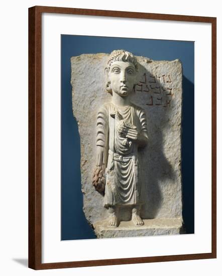 Funerary Relief Depicting a Girl with a Dove, from the Valley of the Tombs, Syria-null-Framed Giclee Print