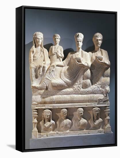 Funerary Relief Representing a Family, from the Valley of the Tombs, Syria-null-Framed Stretched Canvas