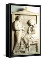 Funerary Stele Depicting Deceased Person and His Servant Relief from Necropolis of Kerameikos-null-Framed Stretched Canvas