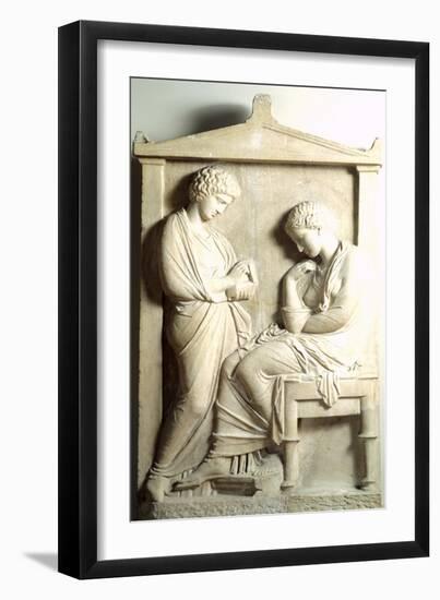 Funerary Stele Depicting Deceased Person and His Servant Relief from Necropolis of Kerameikos-null-Framed Giclee Print