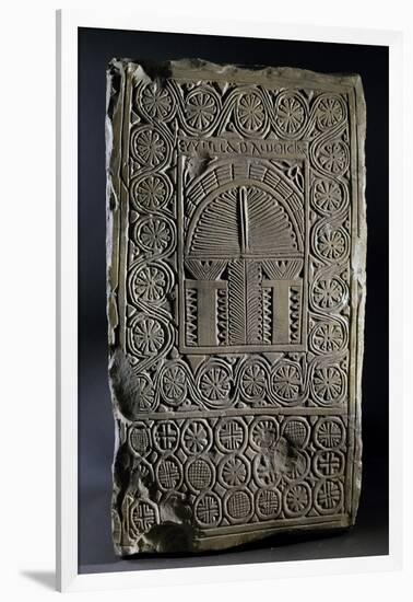 Funerary Stele with Relief Depicting Stylized Building Within Pattern of Medallions-null-Framed Giclee Print