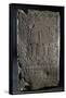 Funerary Stele with Relief Depicting Stylized Building Within Pattern of Medallions-null-Framed Stretched Canvas