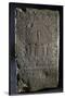 Funerary Stele with Relief Depicting Stylized Building Within Pattern of Medallions-null-Stretched Canvas