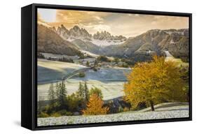 Funes Valley, Trentino Alto Adige, Italy. Dolomites Alps in Autumn-Francesco Riccardo Iacomino-Framed Stretched Canvas