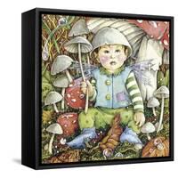 Funguy Has the Rain Stopped Yet-Linda Ravenscroft-Framed Stretched Canvas