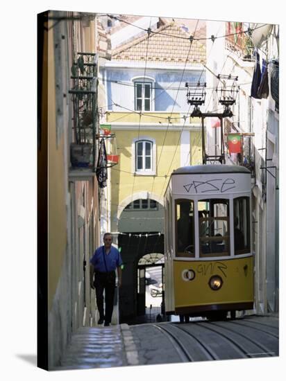 Funicular at Elevador Da Bica, Lisbon, Portugal-Yadid Levy-Stretched Canvas