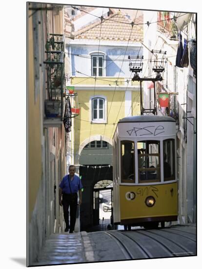 Funicular at Elevador Da Bica, Lisbon, Portugal-Yadid Levy-Mounted Photographic Print