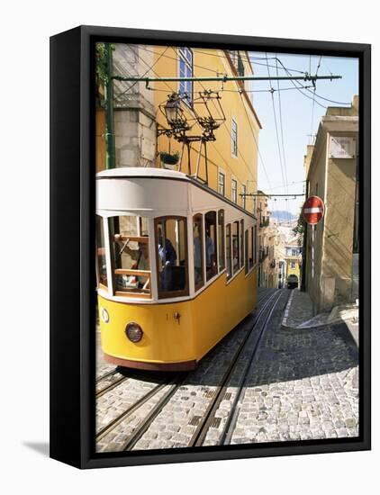 Funicular at Elevador Da Bica, Lisbon, Portugal-Yadid Levy-Framed Stretched Canvas