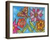 Funky Flowers and Butterfly-Wyanne-Framed Giclee Print