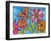 Funky Flowers and Butterfly-Wyanne-Framed Giclee Print