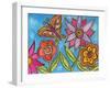 Funky Flowers and Butterfly-Wyanne-Framed Giclee Print