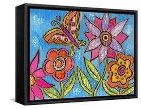 Funky Flowers and Butterfly-Wyanne-Framed Stretched Canvas