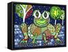 Funky Frog,-Debra Denise Purcell-Framed Stretched Canvas