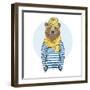 Funny Bear Dressed up in Frock-Olga_Angelloz-Framed Art Print