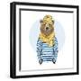 Funny Bear Dressed up in Frock-Olga_Angelloz-Framed Art Print